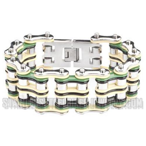 Heavy Metal Jewelry Men's Motorcycle Bike Chain Bracelet Multi-Colored Links Stainless Steel SB1135