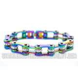 Biker Jewelry's Ladies Bike Chain Stainless Steel Bracelet Rainbow Heavy Metal Jewelry SB154