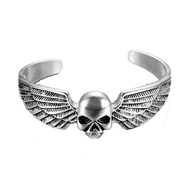 Skull & Wings Biker Jewelry Cuff Motorcycle Biker Bracelet Stainless Steel SB125
