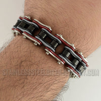 Heavy Metal Jewelry Men's Motorcycle Bike Chain Biker Bracelet Stainless Steel Multi-Color/Double Link SB1309
