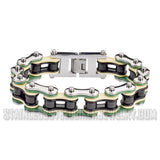 Heavy Metal Jewelry Men's Motorcycle Bike Chain Biker Bracelet Stainless Steel Multi-Color/Double Link SB1314
