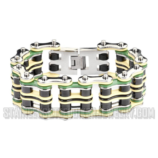 Heavy Metal Jewelry Men's Primary Motorcycle Bike Chain Bracelet Multi-Color Links Stainless Steel SB1317