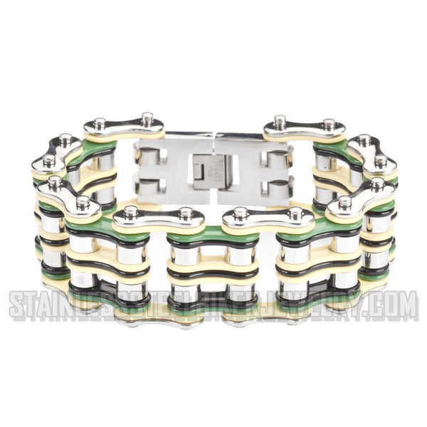 Heavy Metal Jewelry Men's Primary Motorcycle Bike Chain Bracelet Multi-Color Links Stainless Steel SB1318