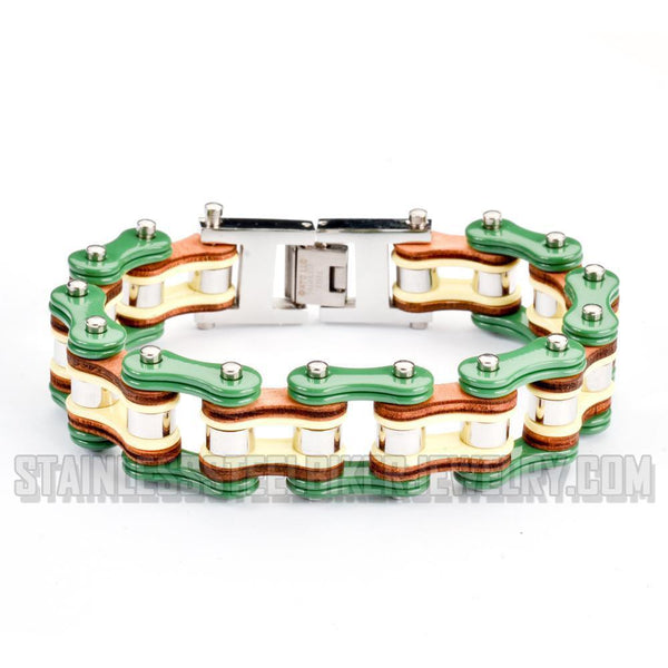 Heavy Metal Jewelry Men's Motorcycle Bike Chain Biker Bracelet Stainless Steel Multi-Color/Leather SB1319