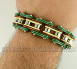 Heavy Metal Jewelry Men's Motorcycle Bike Chain Biker Bracelet Stainless Steel Multi-Color/Leather SB1319