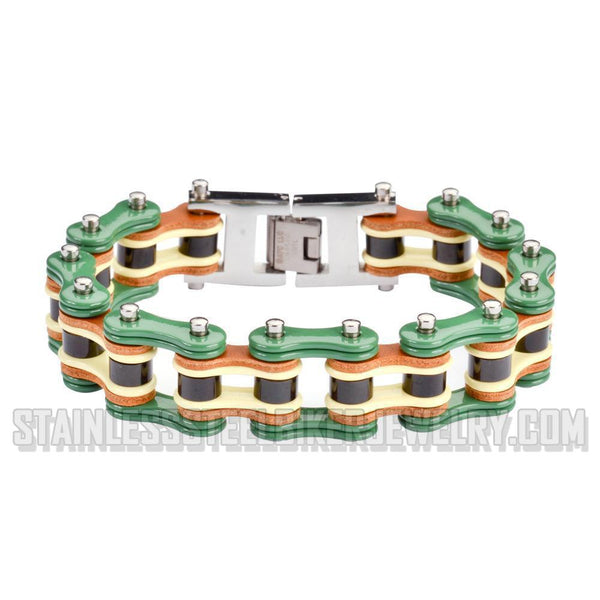 Heavy Metal Jewelry Men's Motorcycle Bike Chain Biker Bracelet Stainless Steel Multi-Color/Leather SB1320