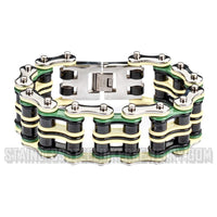 Heavy Metal Jewelry Men's Primary Motorcycle Bike Chain Bracelet Multi-Color Links Stainless Steel SB1321