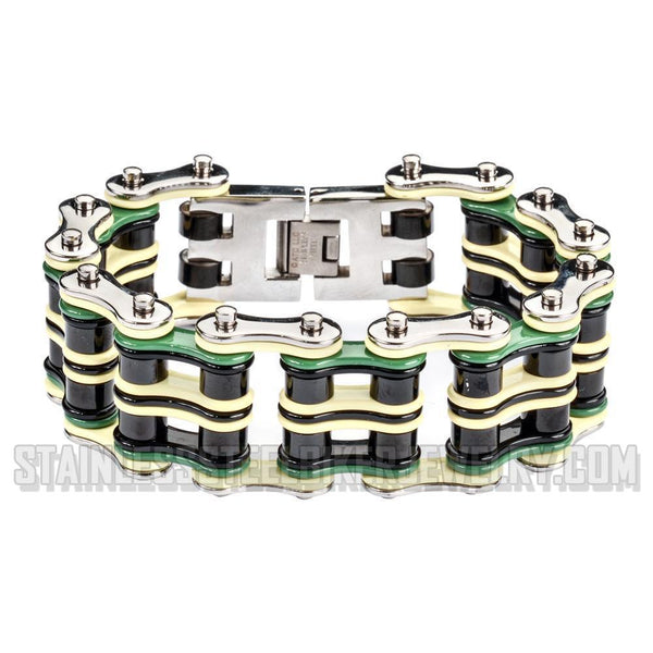 Heavy Metal Jewelry Men's Primary Motorcycle Bike Chain Bracelet Multi-Color Links Stainless Steel SB1321