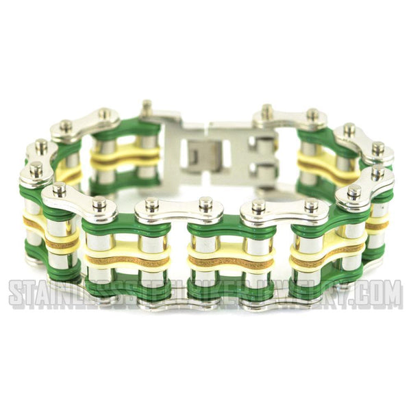 Heavy Metal Jewelry Men's Primary Motorcycle Bike Chain Bracelet Multi-Color Links Stainless Steel SB1322