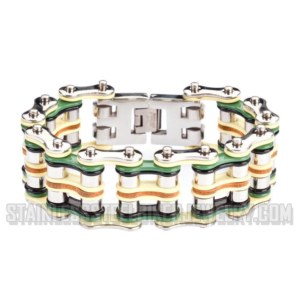 Heavy Metal Jewelry Men's Primary Motorcycle Bike Chain Bracelet Multi-Color/Leather Stainless Steel SB1324
