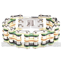 Heavy Metal Jewelry Men's Primary Motorcycle Bike Chain Bracelet Multi-Color/Leather Stainless Steel SB1325