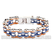 Heavy Metal Jewelry Men's Motorcycle Bike Chain Biker Bracelet Stainless Steel Multi-Color/Leather Double Link SB1326
