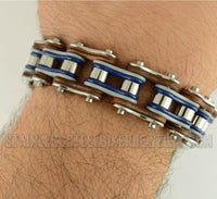 Heavy Metal Jewelry Men's Motorcycle Bike Chain Biker Bracelet Stainless Steel Multi-Color/Leather Double Link SB1326