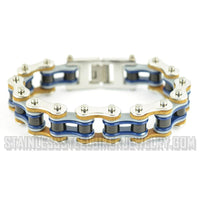 Heavy Metal Jewelry Men's Motorcycle Bike Chain Biker Bracelet Stainless Steel Multi-Color/Leather Double Link SB1327