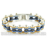 Heavy Metal Jewelry Men's Motorcycle Bike Chain Biker Bracelet Stainless Steel Multi-Color/Leather Double Link SB1327