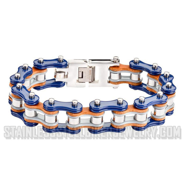 Heavy Metal Jewelry Men's Motorcycle Bike Chain Bracelet Stainless Steel Multi-Color/Leather SB1328