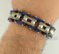 Heavy Metal Jewelry Men's Motorcycle Bike Chain Bracelet Stainless Steel Multi-Color/Leather SB1328