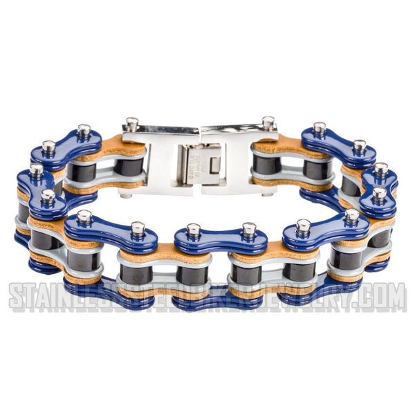 Heavy Metal Jewelry Men's Motorcycle Bike Chain Biker Bracelet Stainless Steel Multi-Color/Leather SB1329