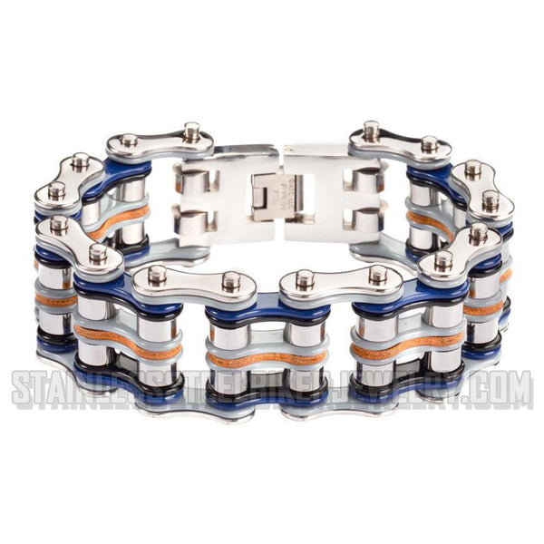 Heavy Metal Jewelry Men's Primary Motorcycle Bike Chain Bracelet Multi-Color/Leather Stainless Steel SB1331