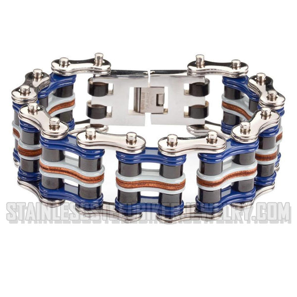 Heavy Metal Jewelry Men's Primary Motorcycle Bike Chain Bracelet Multi-Color/Leather Stainless Steel SB1332