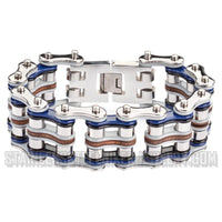 Heavy Metal Jewelry Men's Primary Motorcycle Bike Chain Bracelet Multi-Color/Leather Stainless Steel SB1333