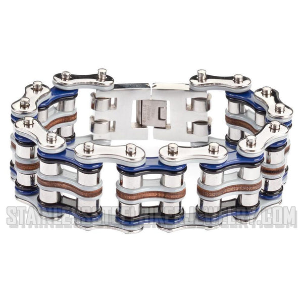 Heavy Metal Jewelry Men's Primary Motorcycle Bike Chain Bracelet Multi-Color/Leather Stainless Steel SB1333