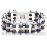 Heavy Metal Jewelry Men's Primary Motorcycle Bike Chain Bracelet Multi-Color/Leather Stainless Steel SB1334
