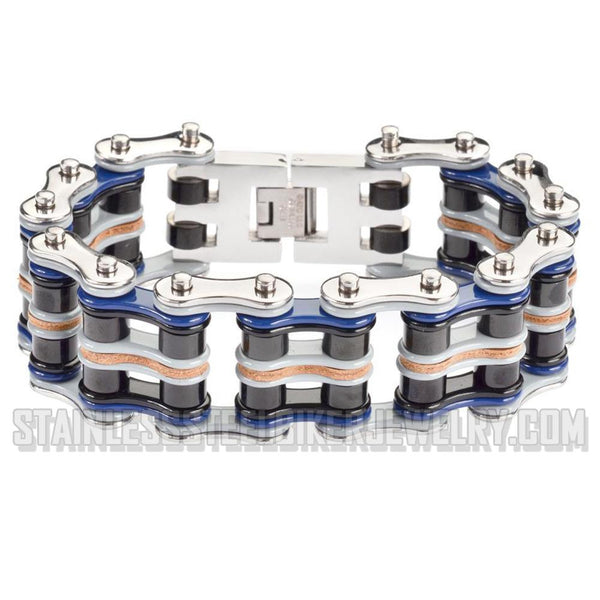 Heavy Metal Jewelry Men's Primary Motorcycle Bike Chain Bracelet Multi-Color/Leather Stainless Steel SB1334