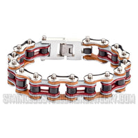 Heavy Metal Jewelry Men's Motorcycle Bike Chain Biker Bracelet Stainless Steel Multi-Color/Leather Double Link SB1337