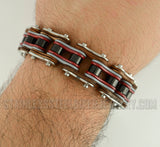 Heavy Metal Jewelry Men's Motorcycle Bike Chain Biker Bracelet Stainless Steel Multi-Color/Leather Double Link SB1337