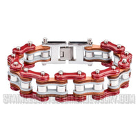 Heavy Metal Jewelry Men's Motorcycle Bike Chain Bracelet Stainless Steel Multi-Color/ Leather Double Link SB1338