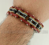 Heavy Metal Jewelry Men's Motorcycle Bike Chain Bracelet Stainless Steel Multi-Color/Leather Double Link SB1339
