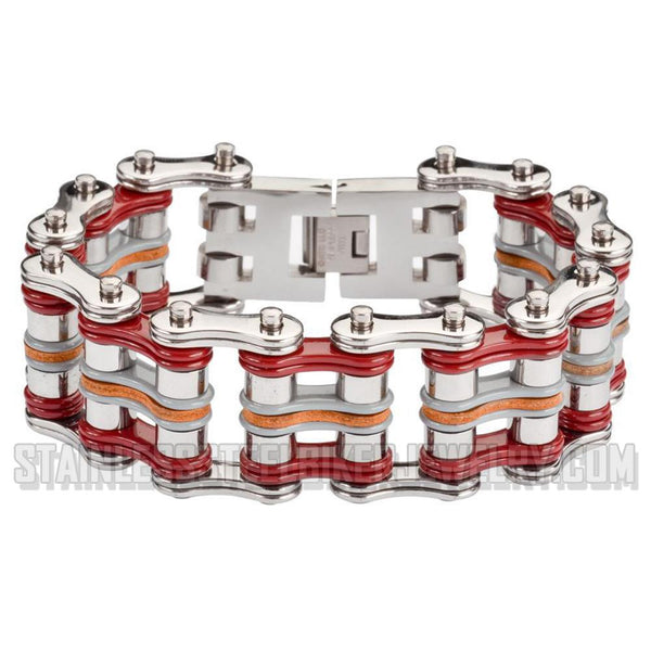 Heavy Metal Jewelry Men's Primary Motorcycle Bike Chain Bracelet Multi-Color/Leather Stainless Steel SB1340
