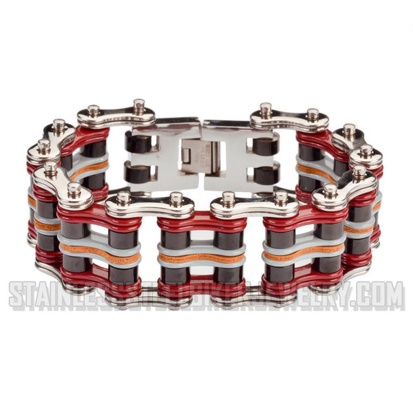 Heavy Metal Jewelry Men's Primary Motorcycle Bike Chain Bracelet Multi-Color/Leather Stainless Steel SB1341