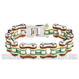 Heavy Metal Jewelry Men's Motorcycle Bike Chain Biker Bracelet Stainless Steel Multi-Color/Leather Double Link SB1343