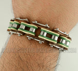 Heavy Metal Jewelry Men's Motorcycle Bike Chain Biker Bracelet Stainless Steel Multi-Color/Leather Double Link SB1343