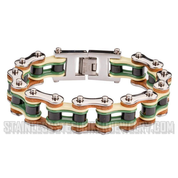 Heavy Metal Jewelry Men's Motorcycle Bike Chain Biker Bracelet Stainless Steel Multi-Color/Leather SB1344