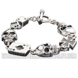 Men's Poker Run Skull Biker Bracelet Stainless Steel SB1364