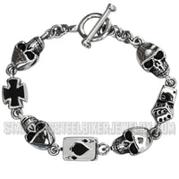 Ladies Poker Run Bracelet 8-inch Heavy Metal Jewelry Stainless Steel SB1376