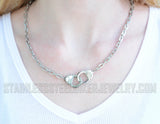 Handcuff Jewelry Ladies Biker Small Handcuff Pendant & Necklace Stainless Steel SP2