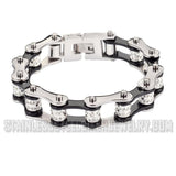 Lady's Motorcycle Bike Chain Stainless Steel Bracelet Silver and Black SB131