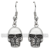 Biker Jewelry Ladies French Wire Skull Earrings Stainless Steel SE36