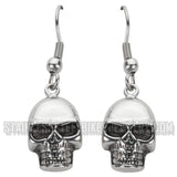 Biker Jewelry Ladies French Wire Skull Earrings Stainless Steel SE36