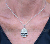 Heavy Metal Jewelry Ladies Bling Skull Pendant Stainless Steel SP60