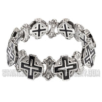 Heavy Metal Jewelry Men's Greek Halo Cross Bracelet Stainless Steel SB01716
