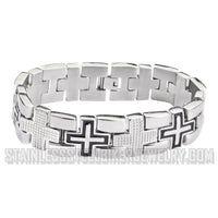Heavy Metal Jewelry Unisex Luxury Cross Biker Bracelet Stainless Steel SB1759