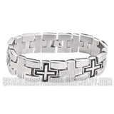 Heavy Metal Jewelry Unisex Luxury Cross Biker Bracelet Stainless Steel SB1759