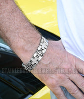 Heavy Metal Jewelry Unisex Luxury Cross Biker Bracelet Stainless Steel SB1759