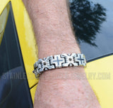 Heavy Metal Jewelry Men's X Cross Red Stone Biker Bracelet Stainless Steel SR1760