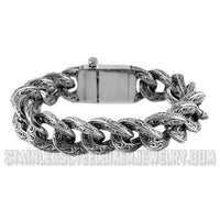 Men's 18mm Tattoo Cuban Link Designer Bracelet Stainless Steel SB143